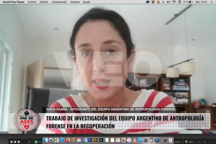 Sofia Egaña, integrante del EAAF, entrevistada en el programa Par de Ases.