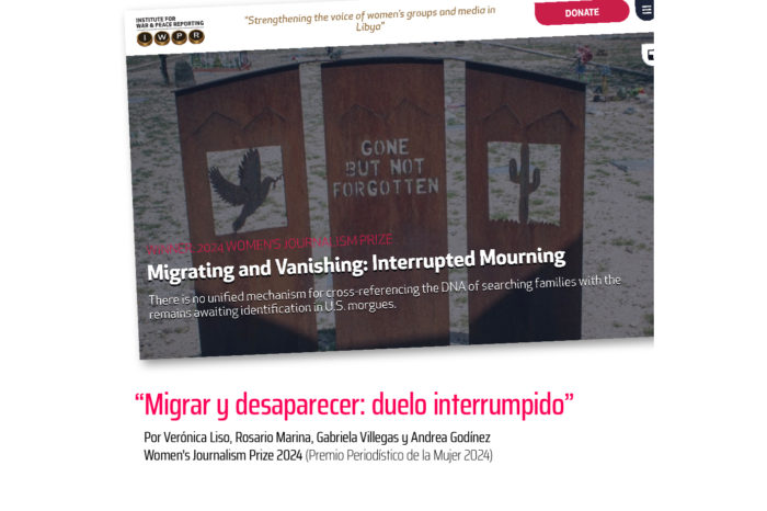 "Migrar y desaparecer" investigación distinguida con el Premio de Periodismo de la Mujer 2024